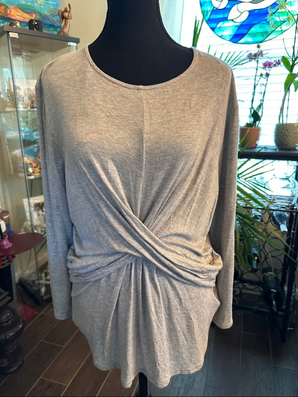 Juicy Couture Heather Gray Twist Front Long Sleeve Top